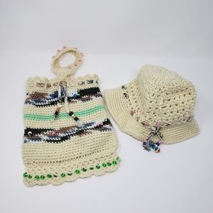 Vintage Crocheted Hat and Purse